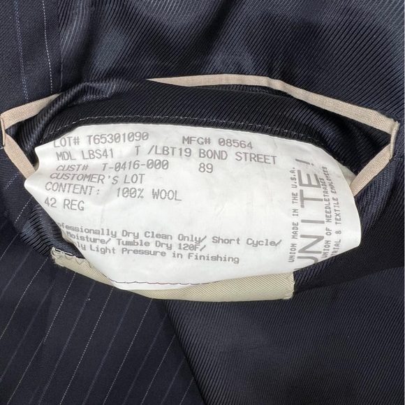 BURBERRY LONDON 100% WOOL Navy Blue Striped Suit Blazer MDL LBS41 Size 42 REG - Picture 2 of 14